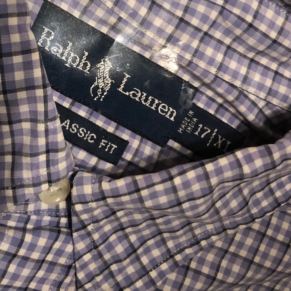 XL Polo by Ralph Lauren Men’s Navy Plaid Oxford - Picture 3 of 7